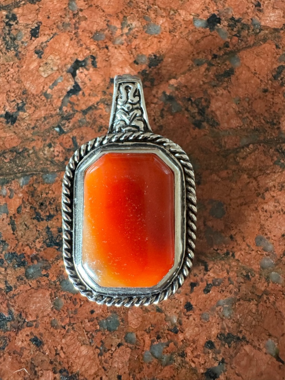 925 Sterling Silver Orange Carnelian Pendant